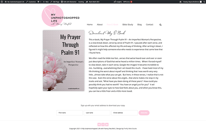 custom blog design - ebook page