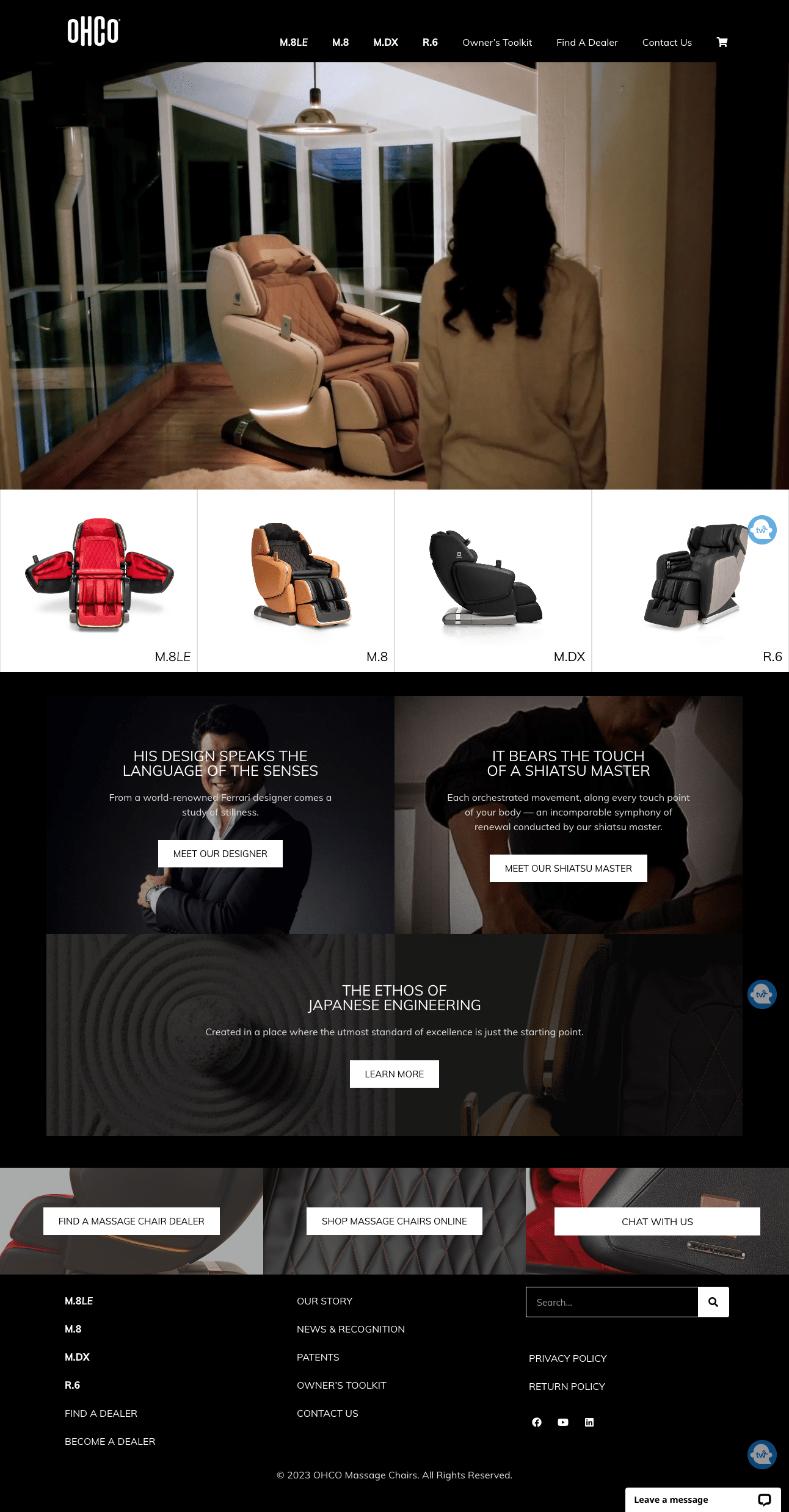 Custom e-Commerce website for OHCO Massage Chairs