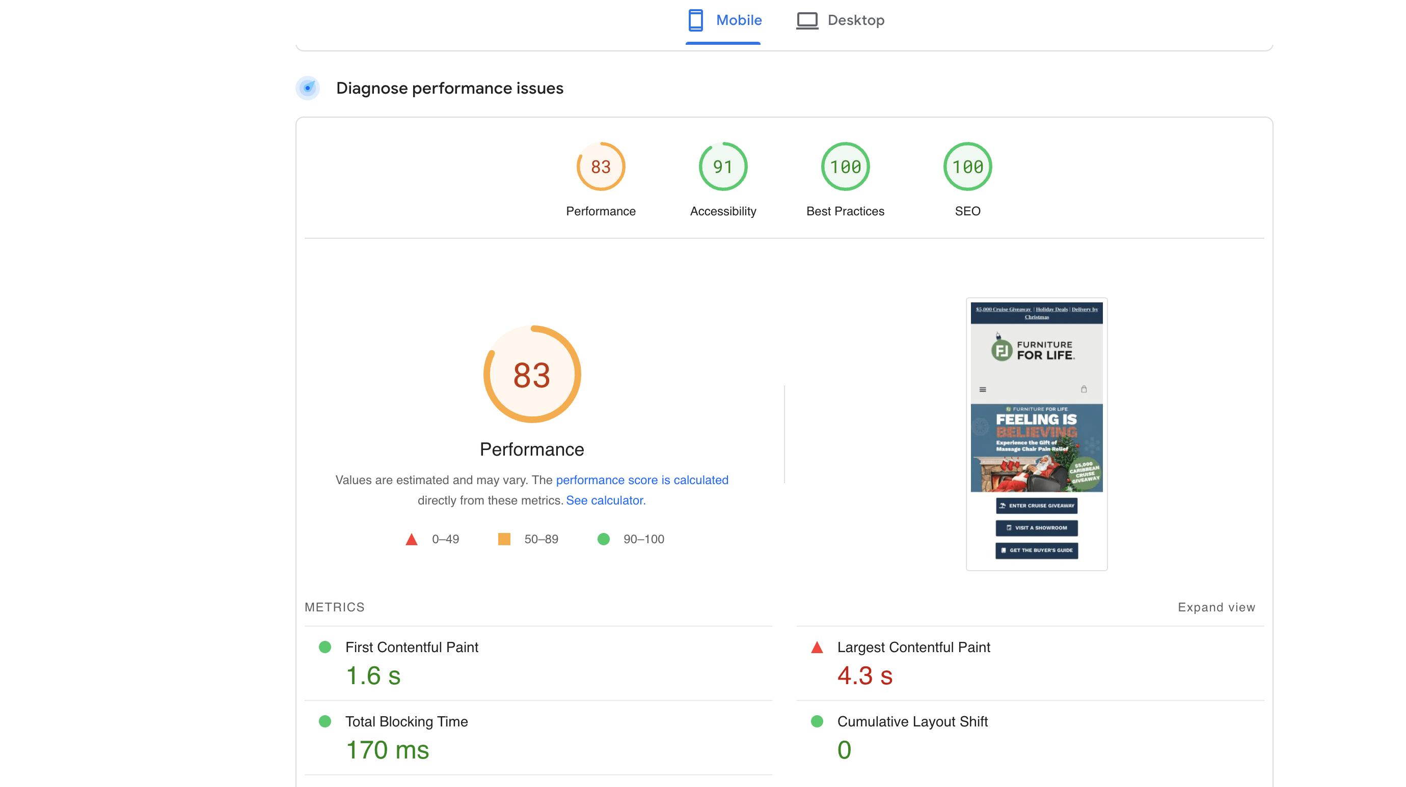 page speed insights for desktop