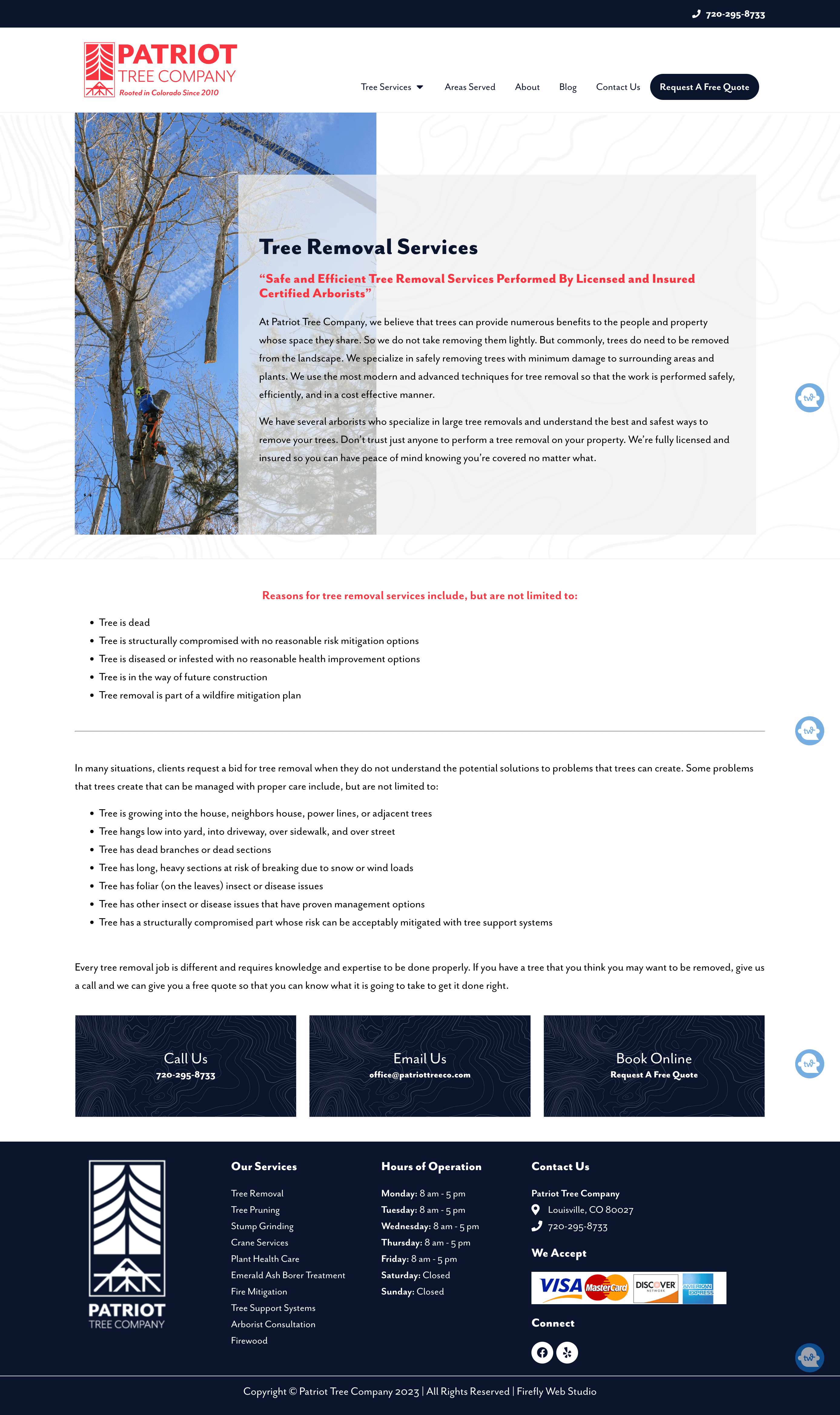 Patriot tree Company - tree pruning page